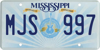 MS license plate MJS997