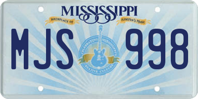 MS license plate MJS998