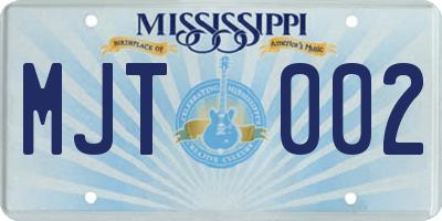 MS license plate MJT002