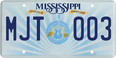 MS license plate MJT003
