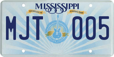 MS license plate MJT005