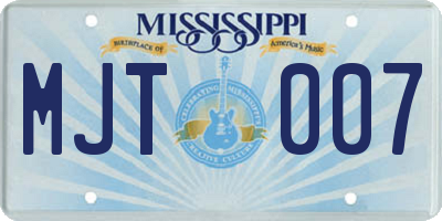 MS license plate MJT007
