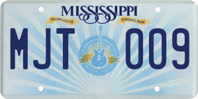 MS license plate MJT009