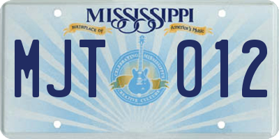 MS license plate MJT012