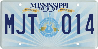 MS license plate MJT014