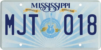 MS license plate MJT018