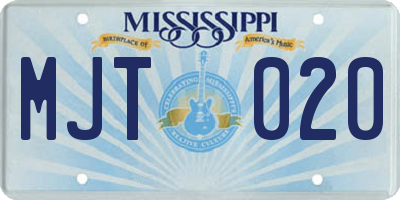 MS license plate MJT020