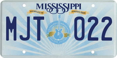 MS license plate MJT022