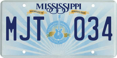 MS license plate MJT034