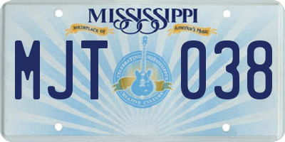 MS license plate MJT038