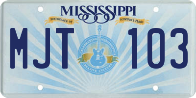 MS license plate MJT103