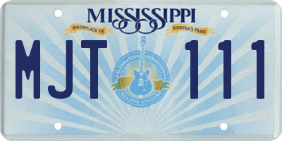 MS license plate MJT111