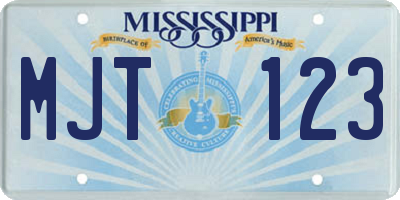 MS license plate MJT123
