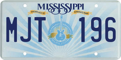 MS license plate MJT196