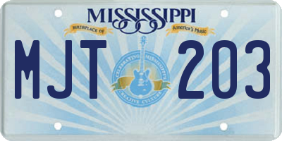 MS license plate MJT203