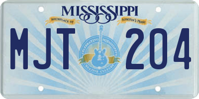 MS license plate MJT204