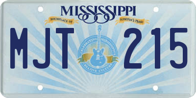 MS license plate MJT215