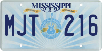 MS license plate MJT216