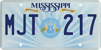 MS license plate MJT217