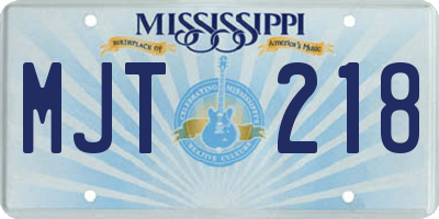 MS license plate MJT218
