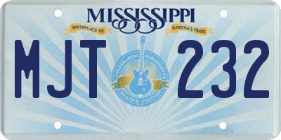 MS license plate MJT232