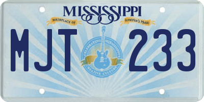 MS license plate MJT233