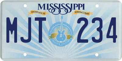 MS license plate MJT234