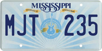 MS license plate MJT235
