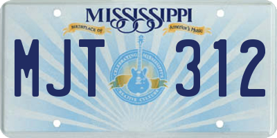 MS license plate MJT312