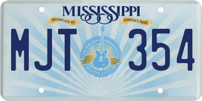MS license plate MJT354