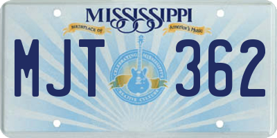 MS license plate MJT362