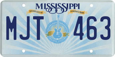 MS license plate MJT463