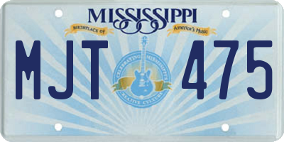 MS license plate MJT475