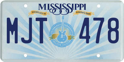 MS license plate MJT478