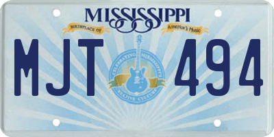 MS license plate MJT494