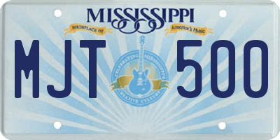 MS license plate MJT500