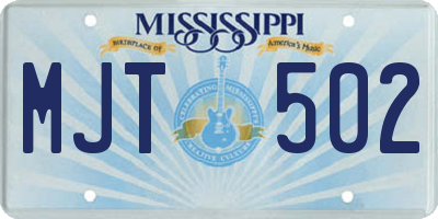 MS license plate MJT502