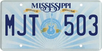 MS license plate MJT503