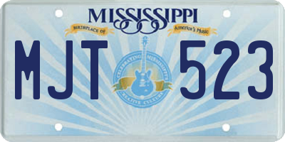 MS license plate MJT523
