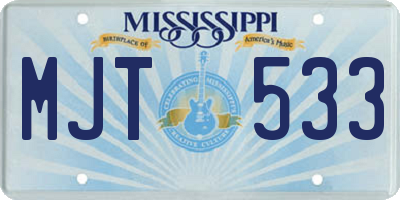 MS license plate MJT533