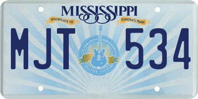 MS license plate MJT534