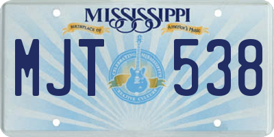 MS license plate MJT538