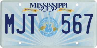MS license plate MJT567