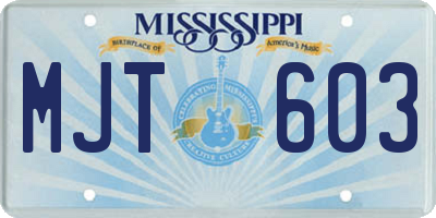 MS license plate MJT603