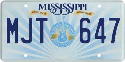 MS license plate MJT647