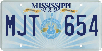 MS license plate MJT654