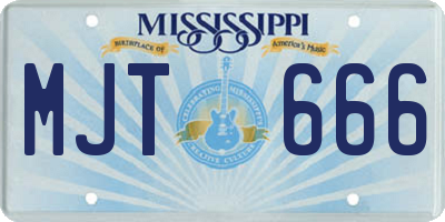 MS license plate MJT666