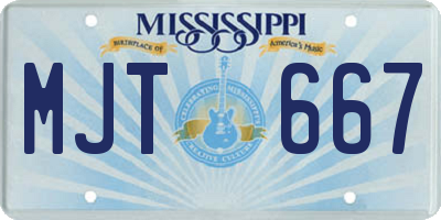MS license plate MJT667