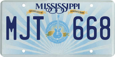 MS license plate MJT668