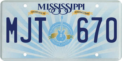 MS license plate MJT670